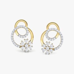 Delicate Petal Diamond Stud Earrings